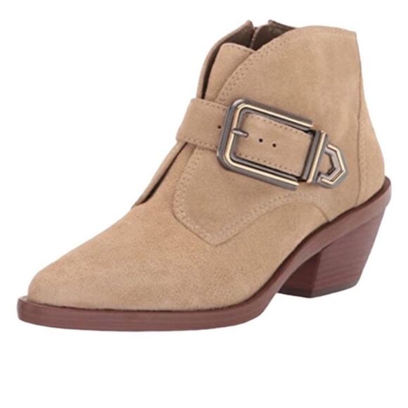 Vince Camuto New Ashena Western Leather Suede Boot Buckle Detail Pointed Toe - Picture 1 of 15